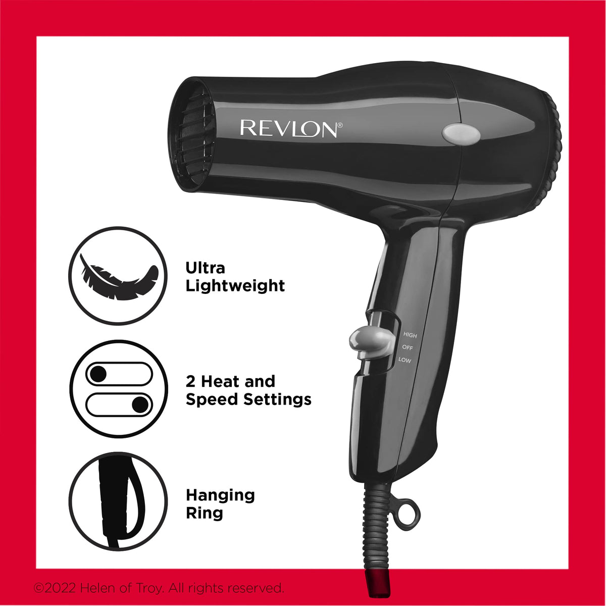Revlon compact hair dryer removable end-cap detail for easy cleaning and maintenance