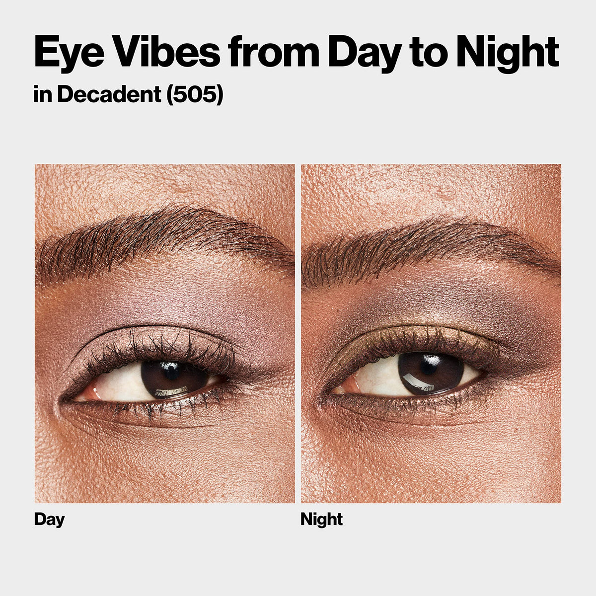 Revlon on-model eye showing blended day-to-night look and crease resistance