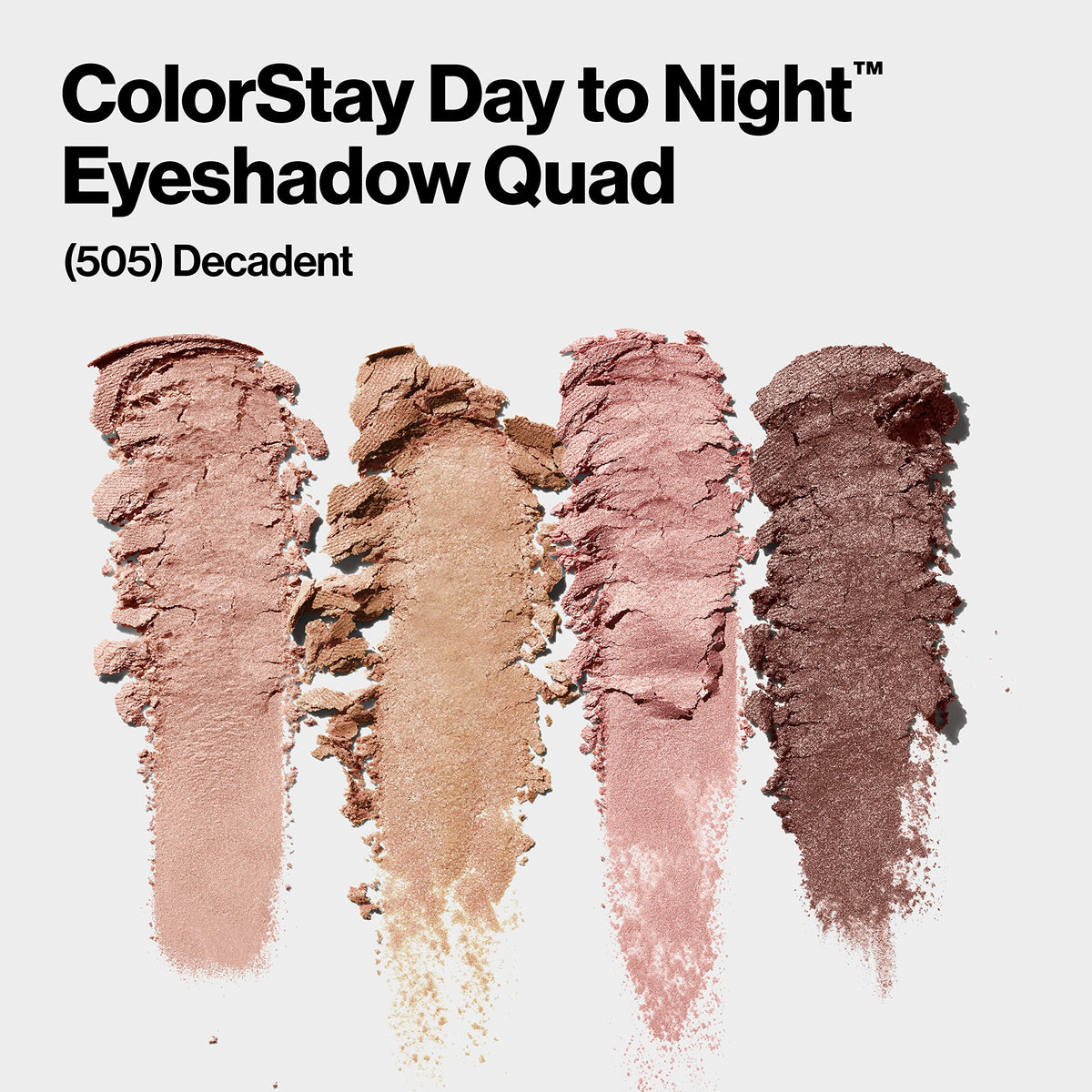 Revlon close-up of 505 Decadent pans revealing pigmented colors and finish