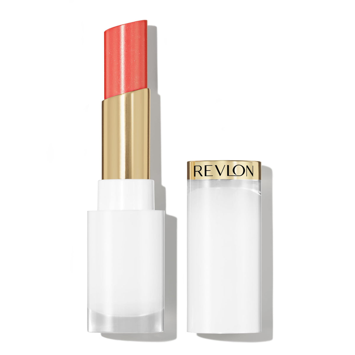 REVLON front packaging showing Dewy Peach glossy balm and shade