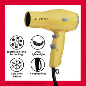 Revlon dryer hanging ring shown in storage for space-saving convenience