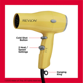 Revlon compact dryer in yellow retail packaging ideal for gifting and travel