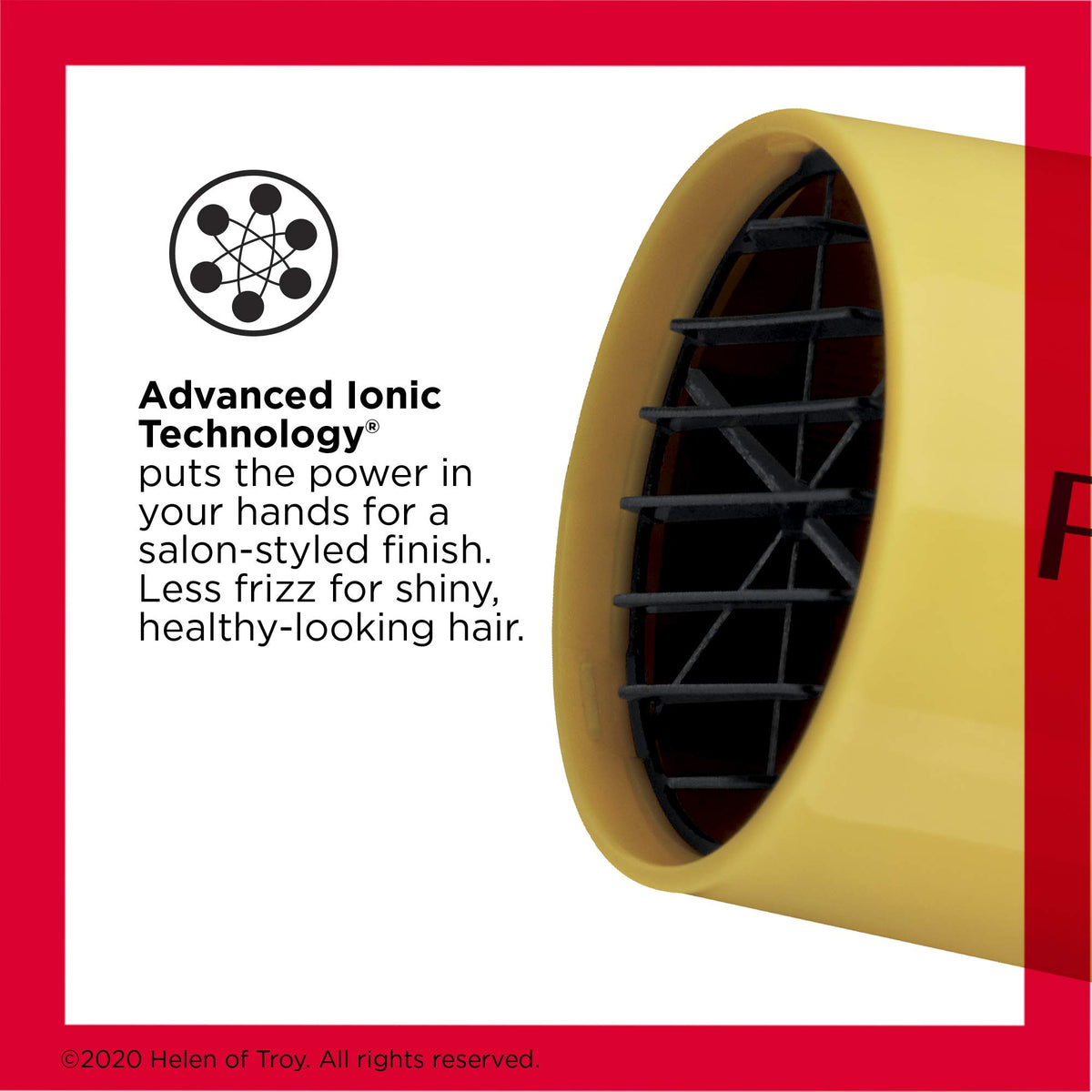 Revlon dryer handle close-up with anti-slip bumper for better grip and control