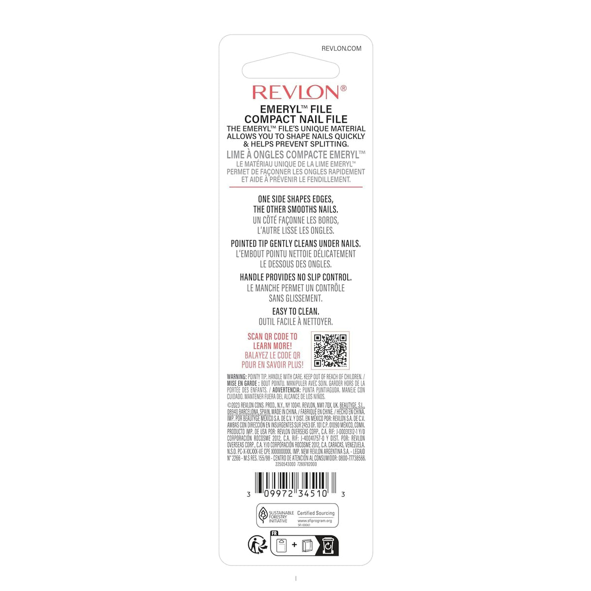 Revlon file held in hand to show size and precise filing benefit