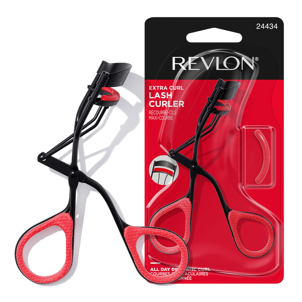 Revlon extra curl front view showing sleek curler for precise lift