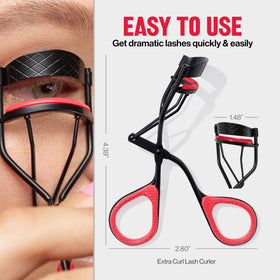 Revlon extra curl packaging label emphasizing trusted brand and features