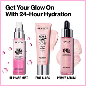 Revlon face gloss next to a ruler showing 1 fl oz size and travel-friendly convenience