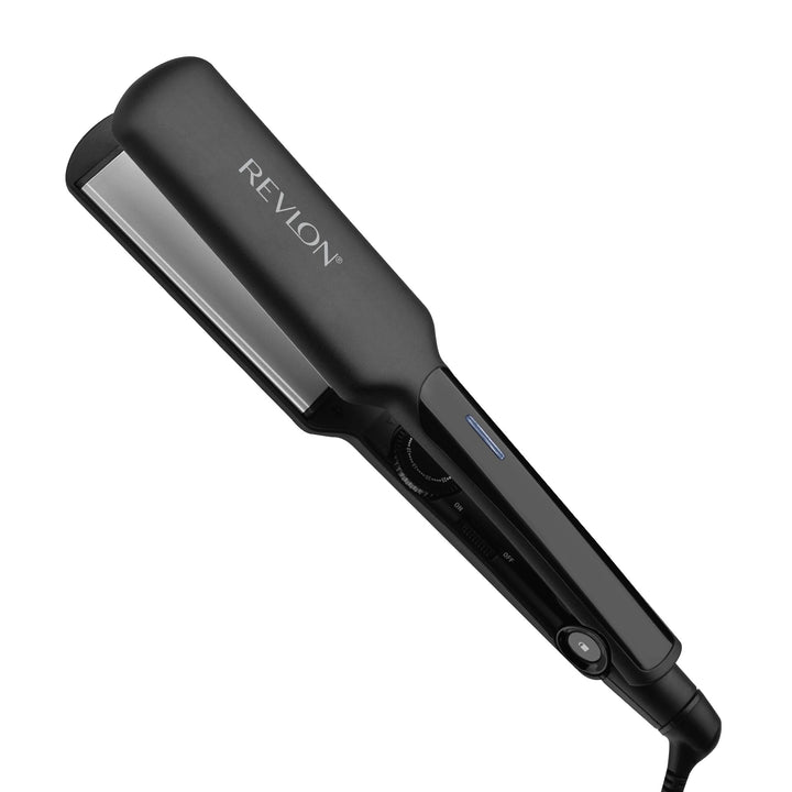REVLON flat iron front view showing slim profile and 2-inch plates for faster styling