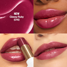 REVLON open balm stick in 016 Glassy Ruby highlighting applicator ease