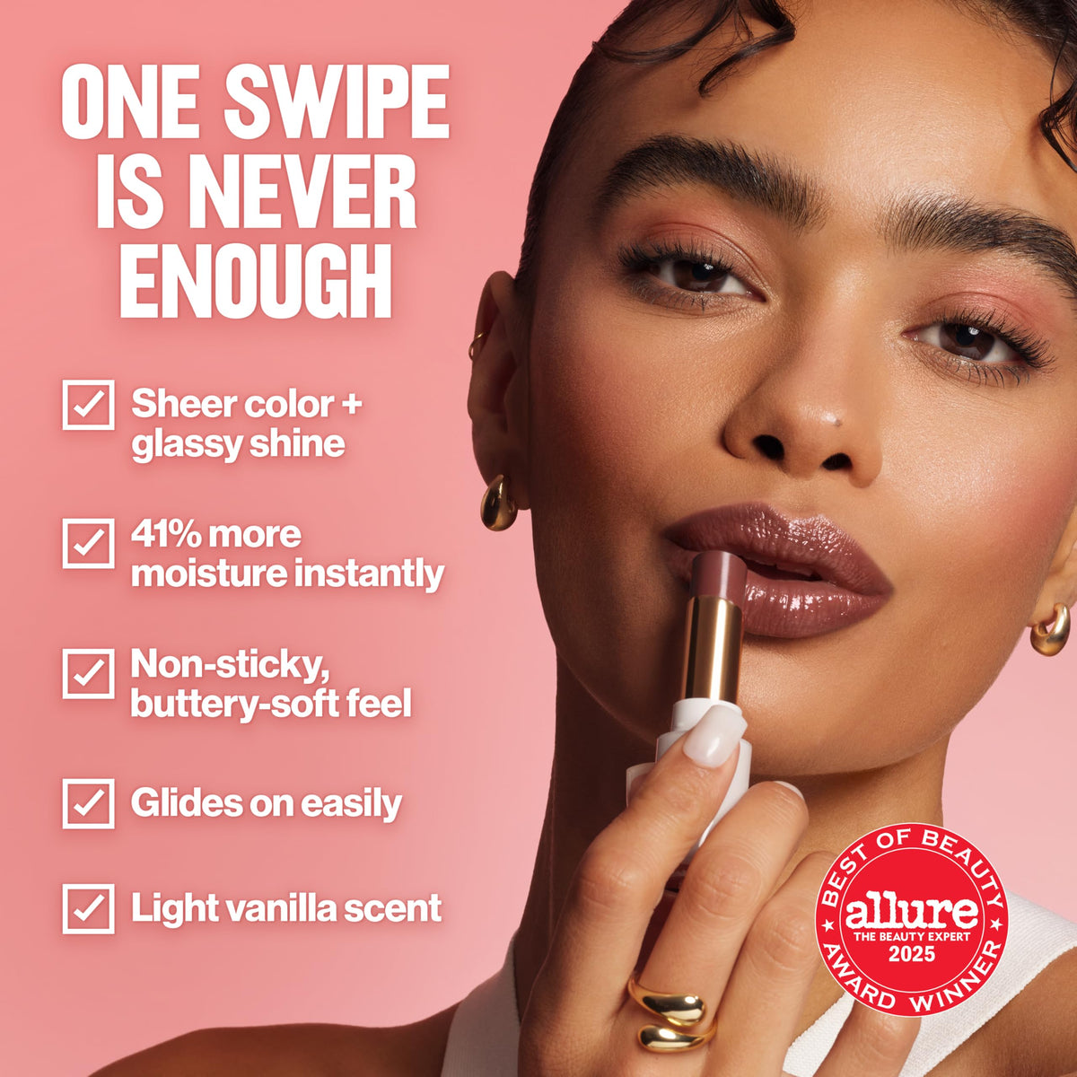REVLON cap and label close-up showing ingredient callouts and quality benefit