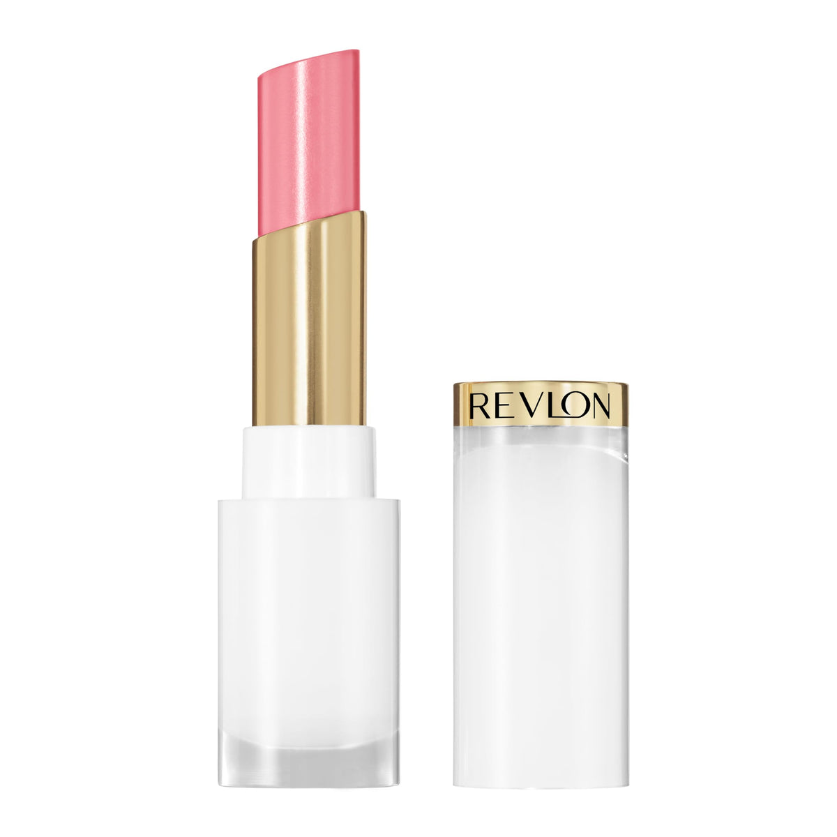 REVLON front shot of capped Glass Shine Balm showing compact packaging and portable design
