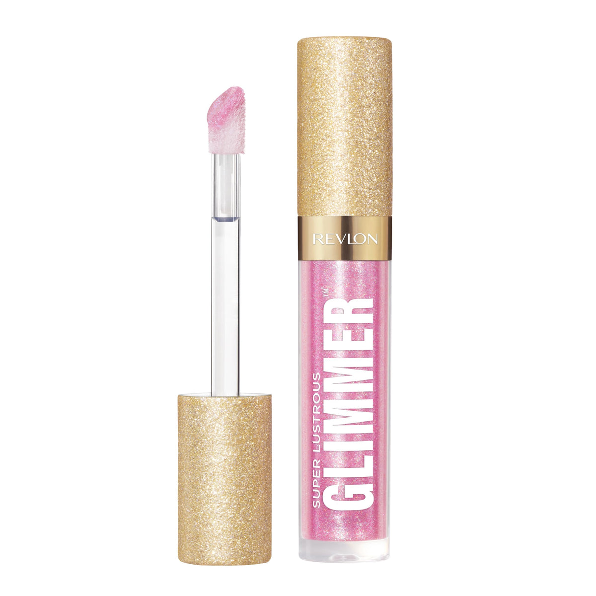Revlon glimmer gloss front packaging showing Pink Prisma shimmer and high-shine finish