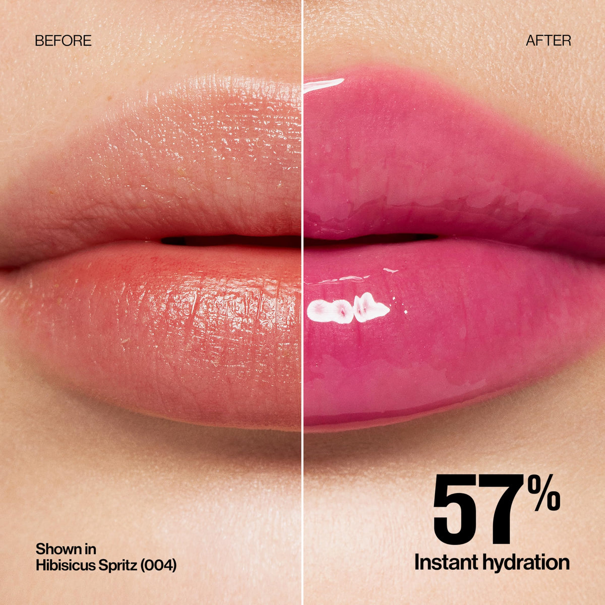 Revlon Glimmer tint swatch on lips showing sheer glossy color benefit