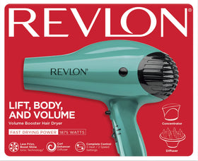 REVLON green dryer styled on bathroom counter for polished routine
