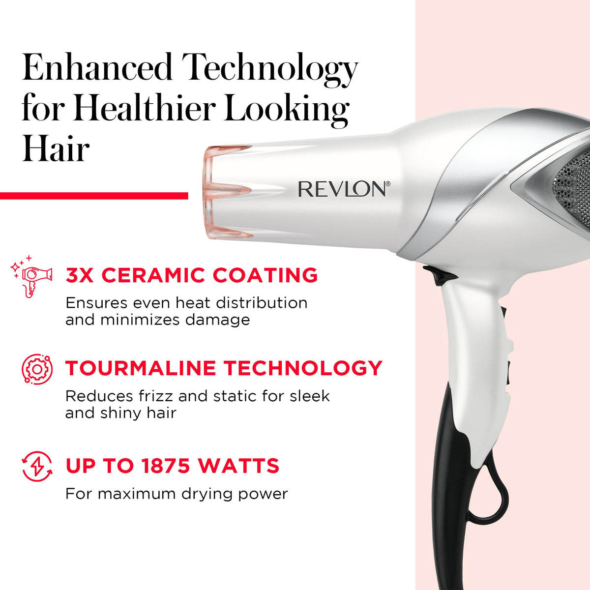 REVLON handle and control buttons for easy personalized styling benefit