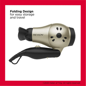REVLON close-up of folding mechanism highlighting easy portability