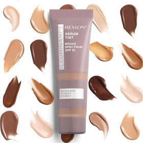 Revlon Illuminance size scale in hand showing travel-friendly 0.94 fl oz convenience