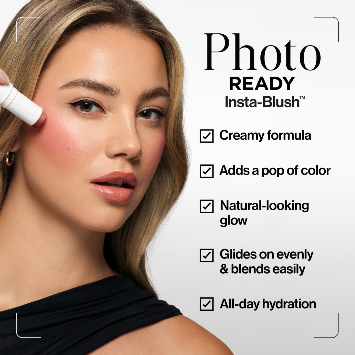 Revlon Insta-Blush Stick creamy texture close-up highlighting easy blendability and non-greasy feel