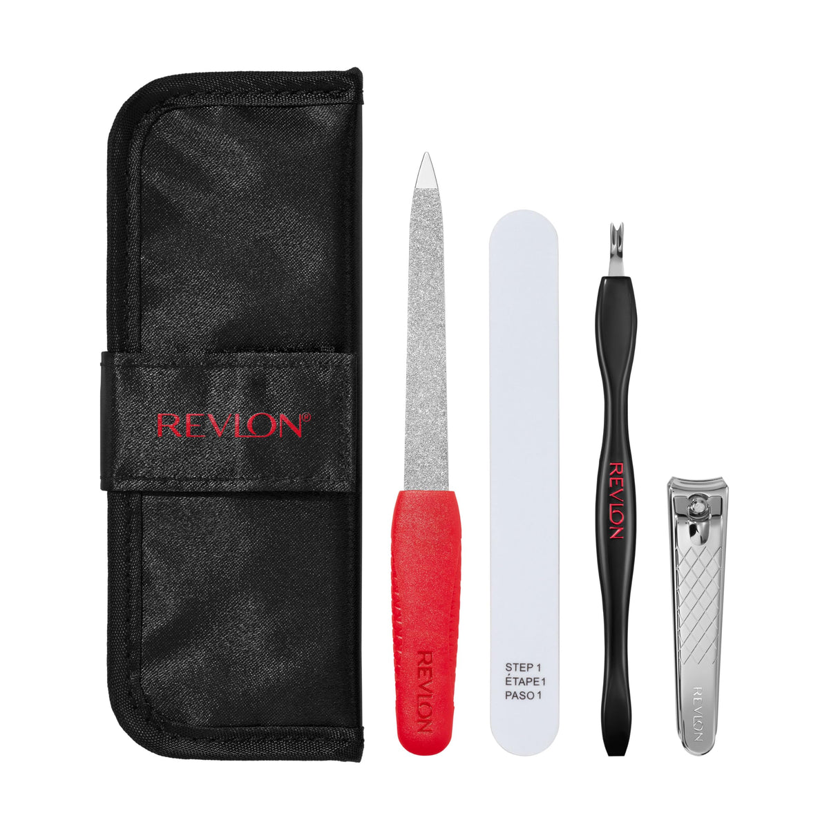 Revlon kit front packaging showing compact travel case and tools for easy grooming