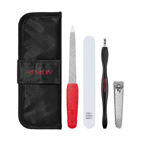 Revlon kit front packaging showing compact travel case and tools for easy grooming