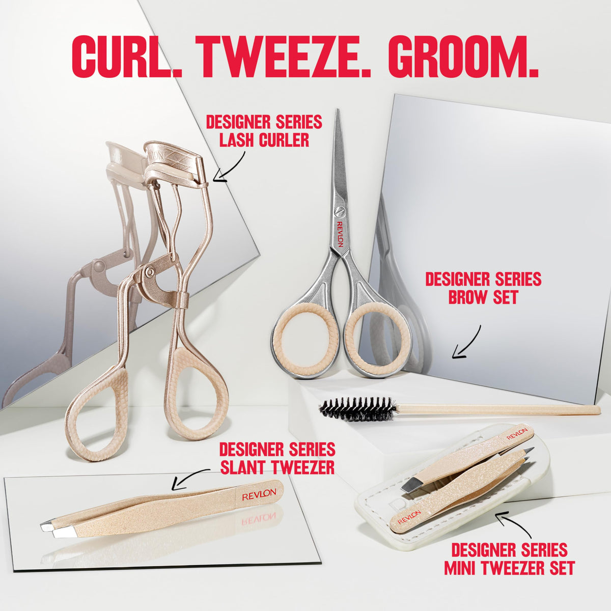 Revlon kit displayed with travel pouch for grooming on the go
