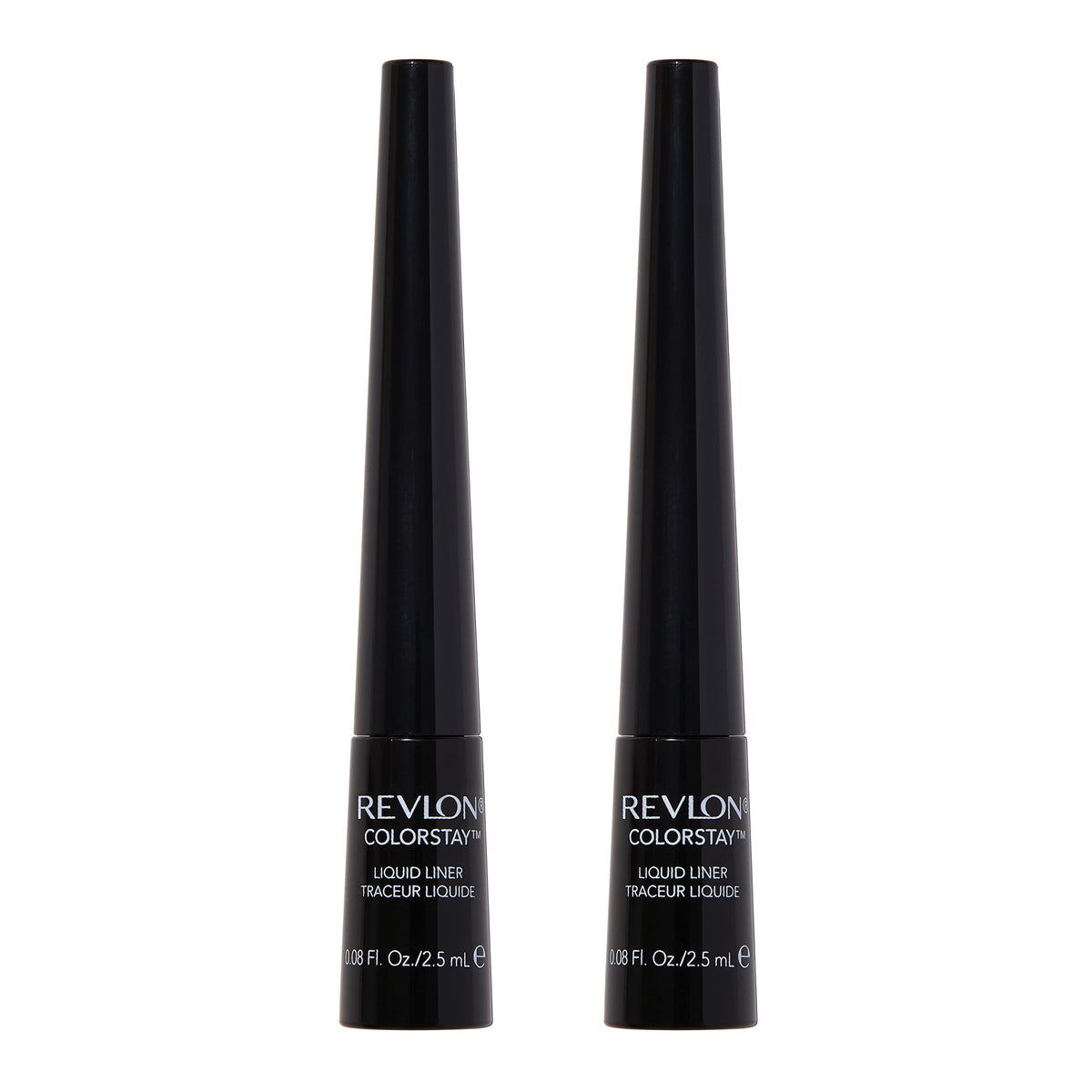 Revlon liquid eyeliner front packaging showing bold black color and twin-pack convenience