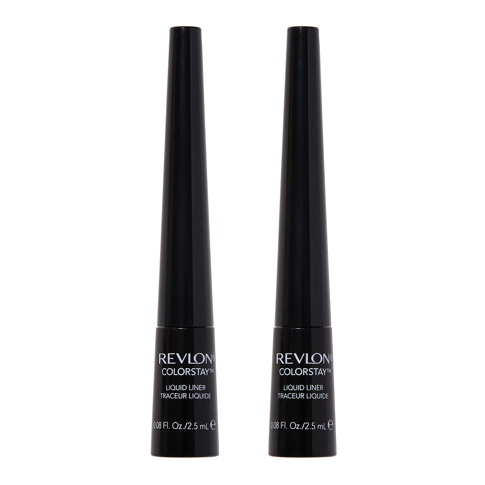 Revlon liquid eyeliner front packaging showing bold black color and twin-pack convenience