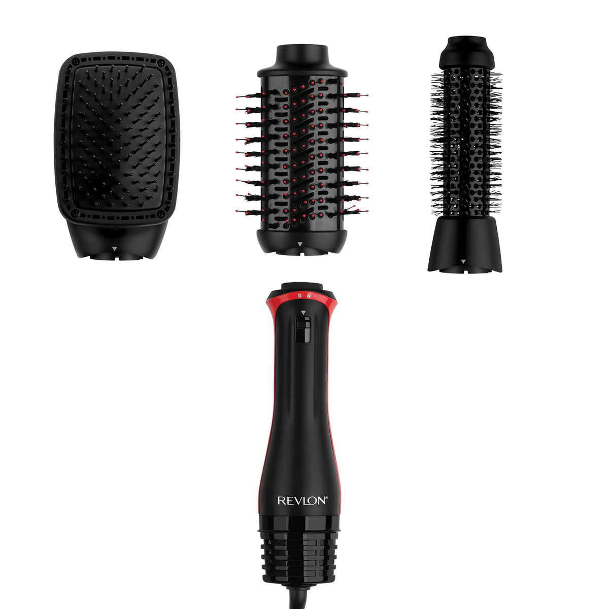 REVLON multi-styler front view showing all attachments and compact design for convenience