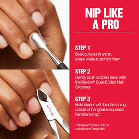 REVLON cutting action demo trimming cuticle for neat, salon-like finish benefit