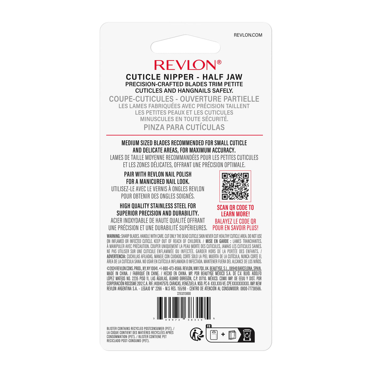 Revlon nipper held in hand demonstrating controlled use for small cuticles