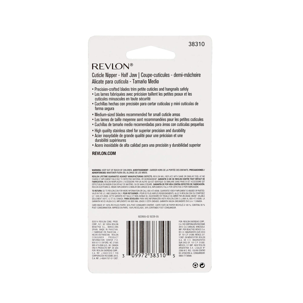 Revlon cuticle nipper on vanity with towel illustrating salon-quality grooming at home