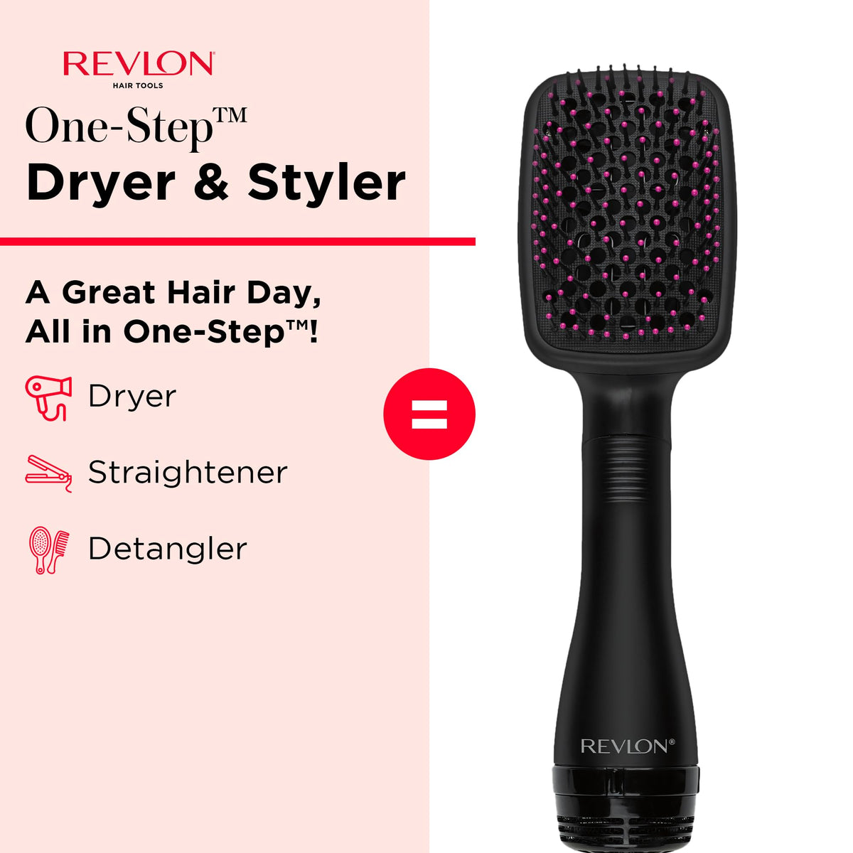 REVLON ergonomic handle and 6-foot swivel cord for comfortable styling