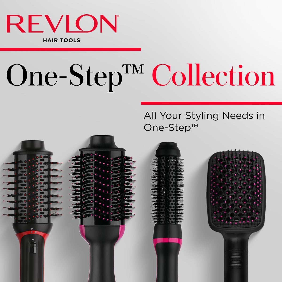 REVLON one-step on vanity staged with mirror for everyday salon results