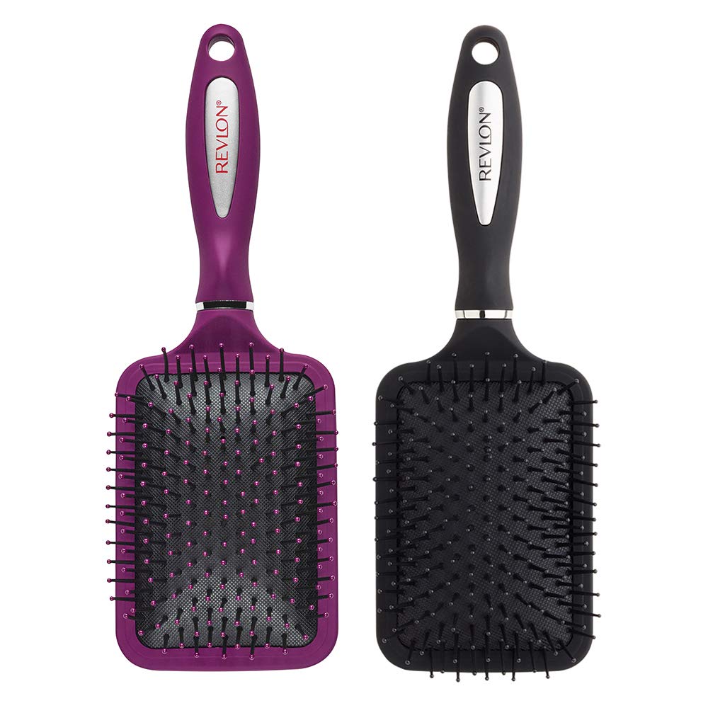 Revlon close-up of large paddle face highlighting bristles and smooth glide benefit