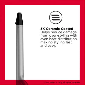Revlon Perfect Heat barrel close-up highlighting triple-ceramic finish for even heat