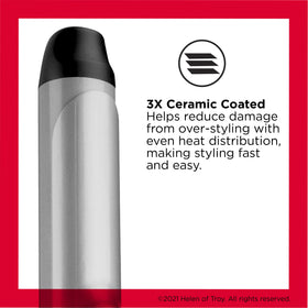 Revlon Perfect Heat triple ceramic barrel close-up showing smooth finish for even heat distribution