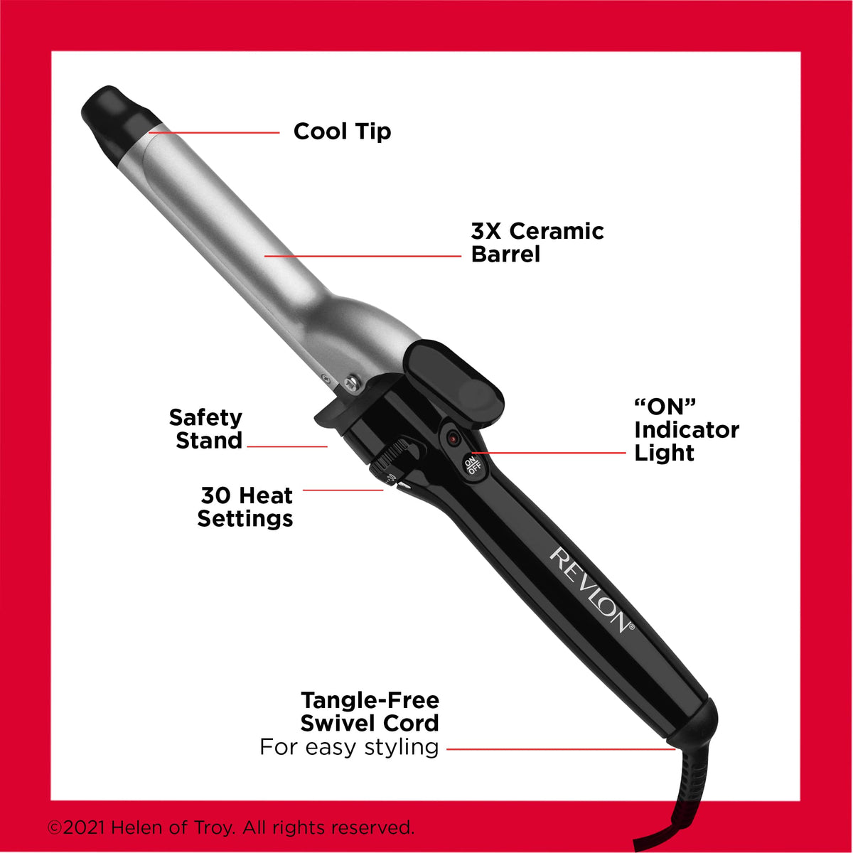 Revlon ergonomic handle and dial for comfortable grip and temperature control