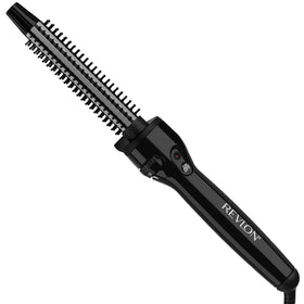 Revlon front view of curling brush iron showing sleek design and quick styling benefit