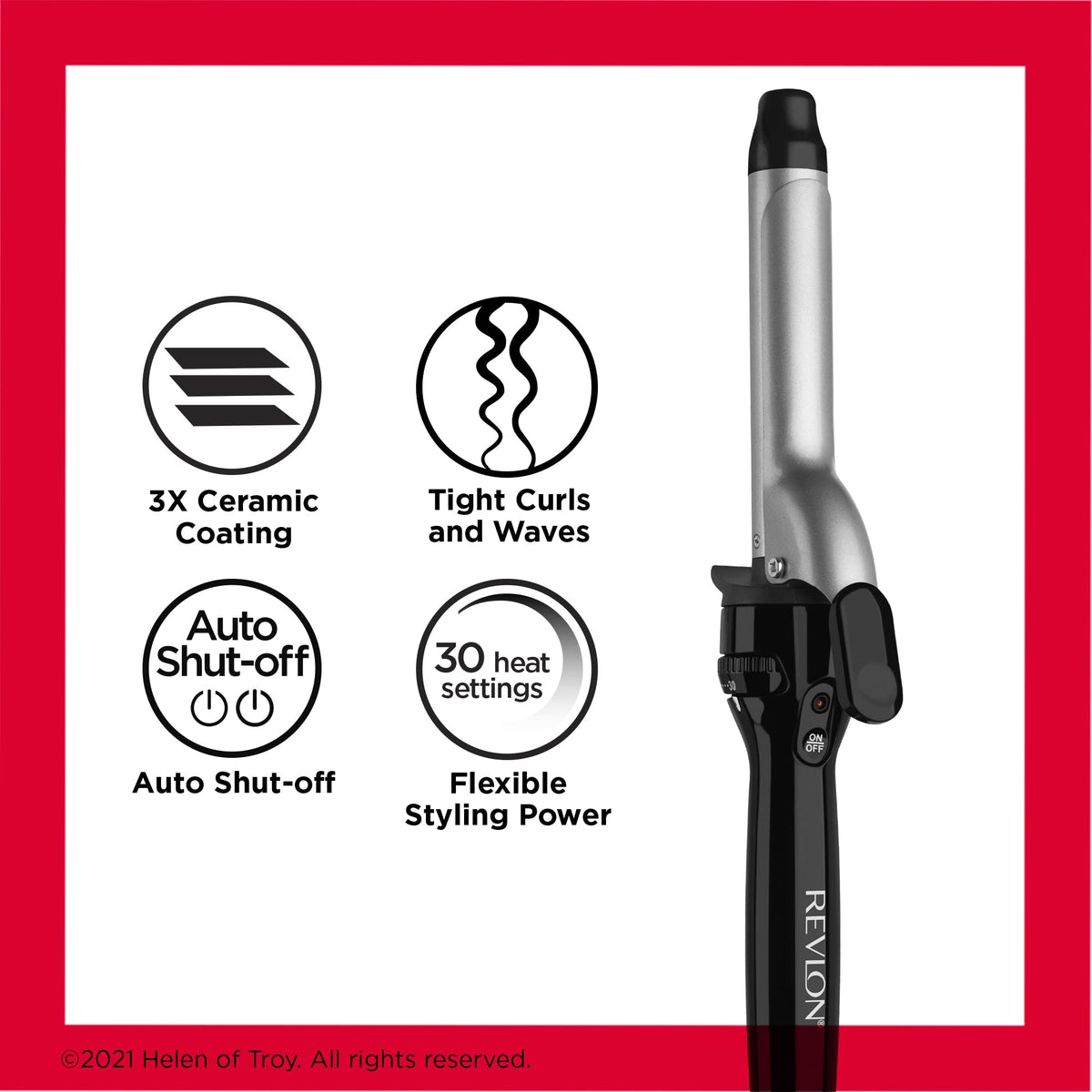Revlon curling iron creating medium silky curls on shoulder-length hair