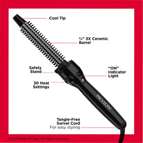 Revlon curling brush in use creating soft waves for faster, salon-like results