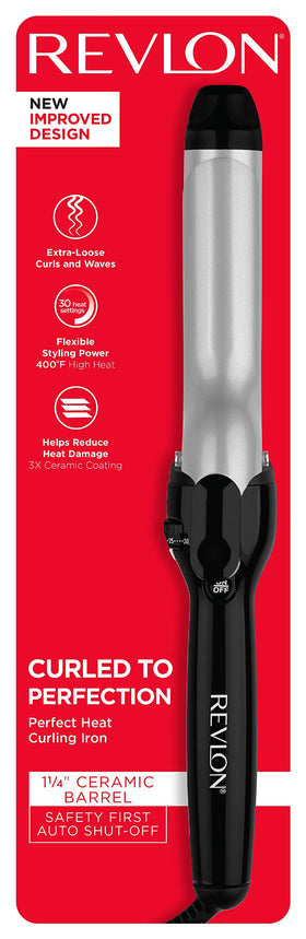Revlon Perfect Heat packaging highlighting dual voltage, auto shut-off, and travel features