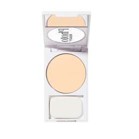 Revlon PhotoReady compact held in hand to show size and travel-friendly convenience
