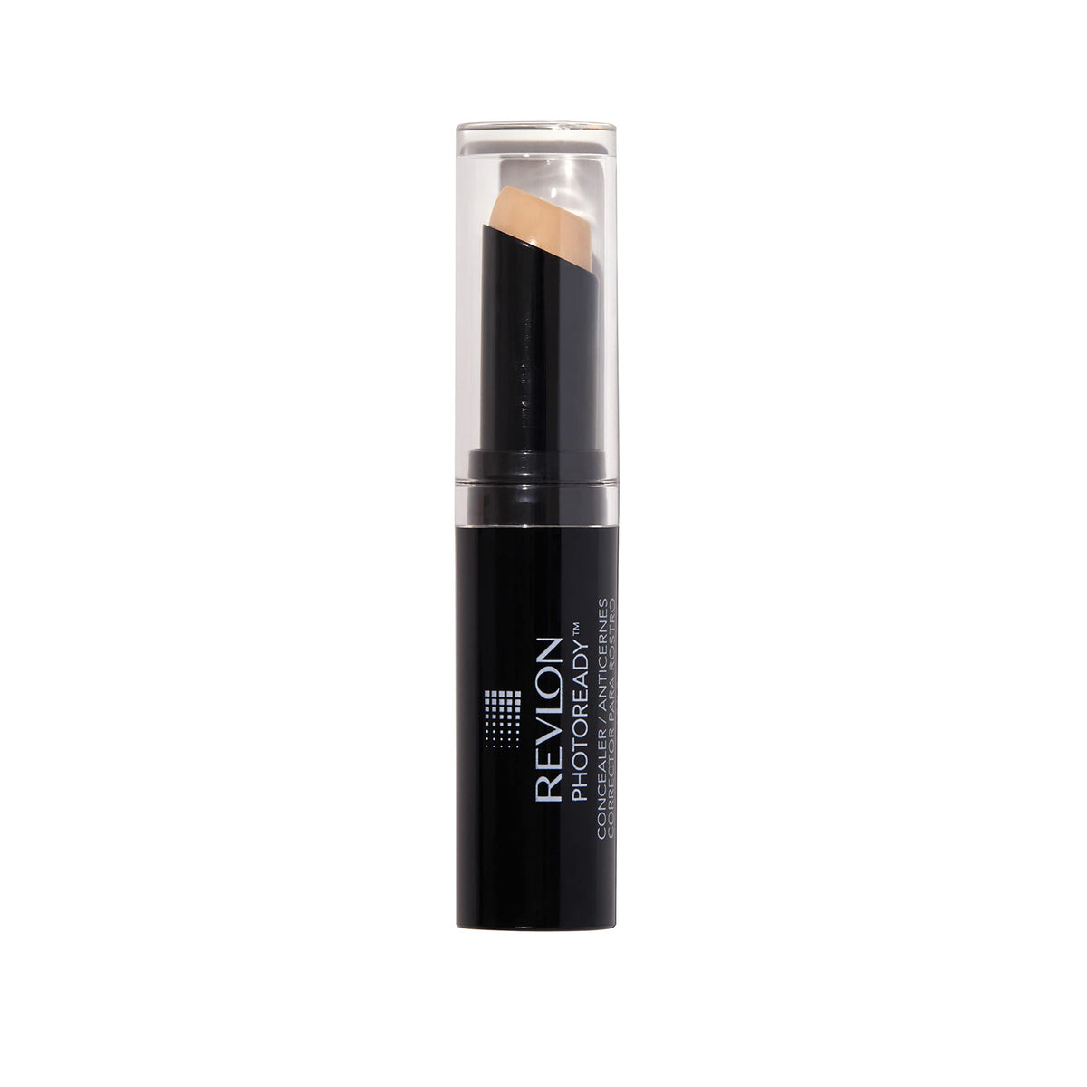 Revlon concealer stick front packaging showing shade and compact design benefit