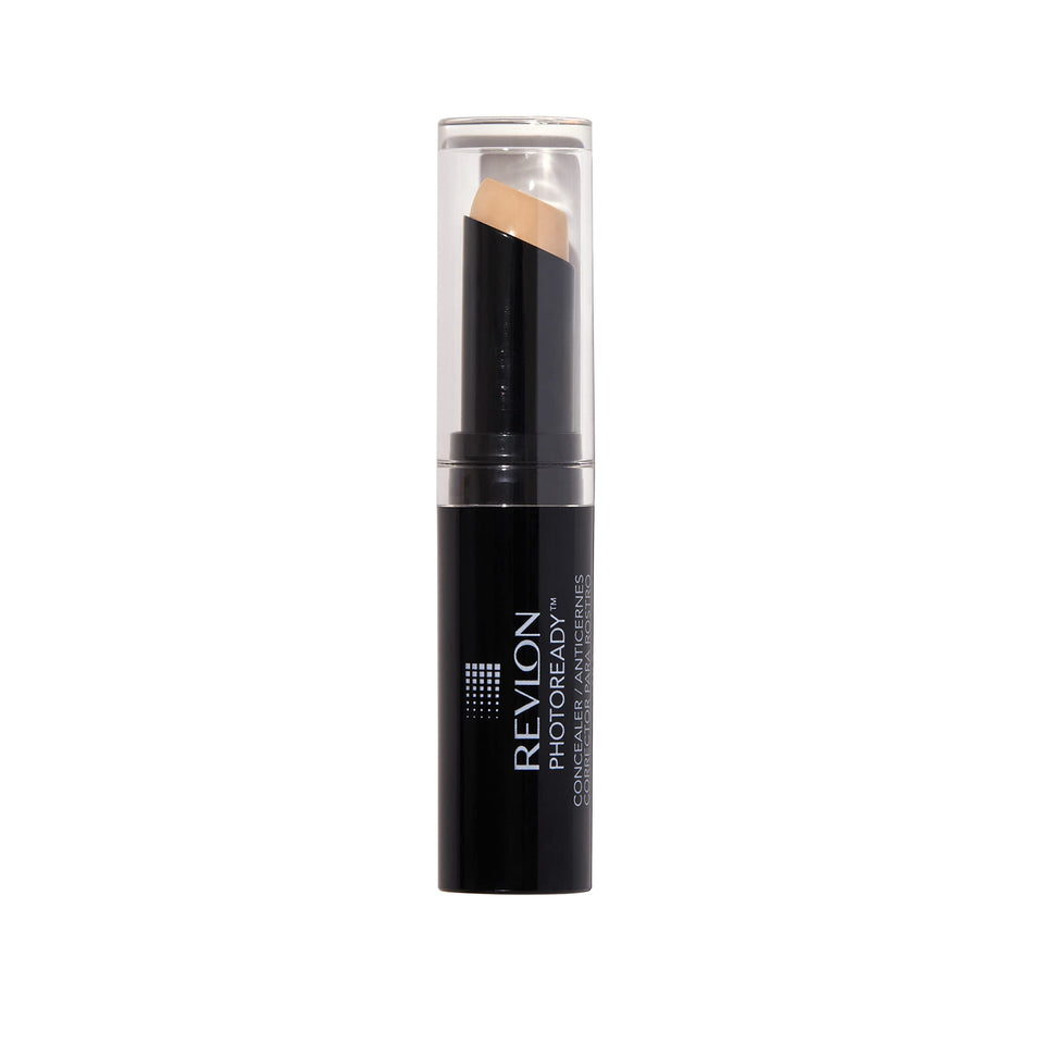 Revlon concealer stick front packaging showing shade and compact design benefit