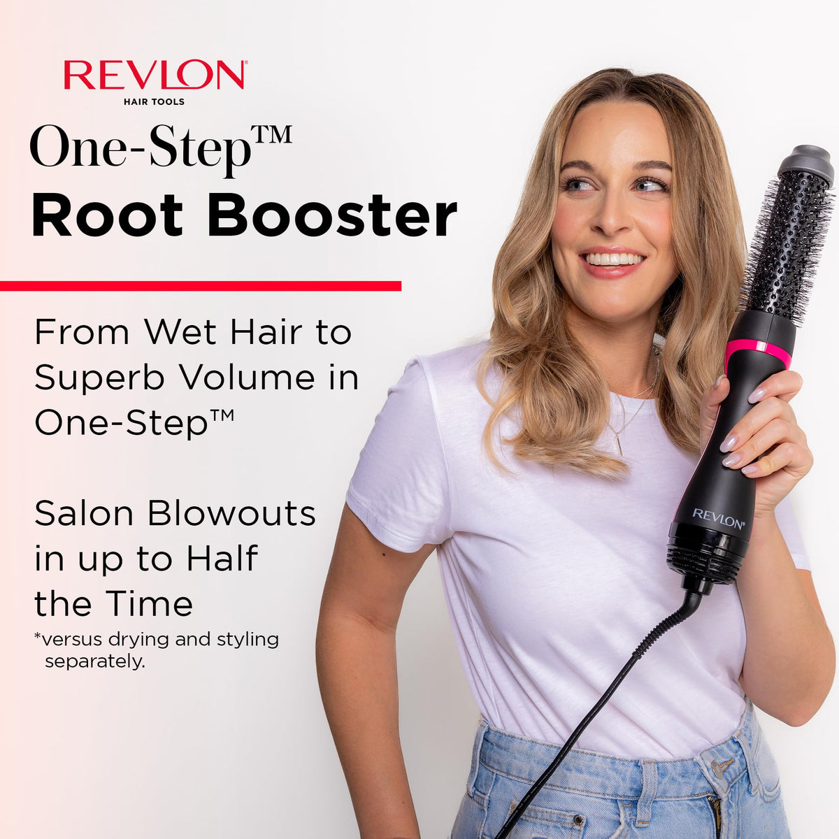 REVLON ceramic-coated barrel close-up highlighting even heat distribution benefit