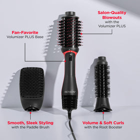 REVLON root booster detail demonstrating under-root lift for extra volume