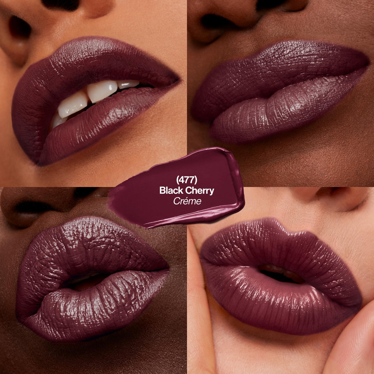 REVLON Rum Raisin swatches lined to show shade variety and layering