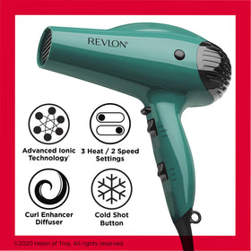 REVLON dryer held beside hand demonstrating compact size and power
