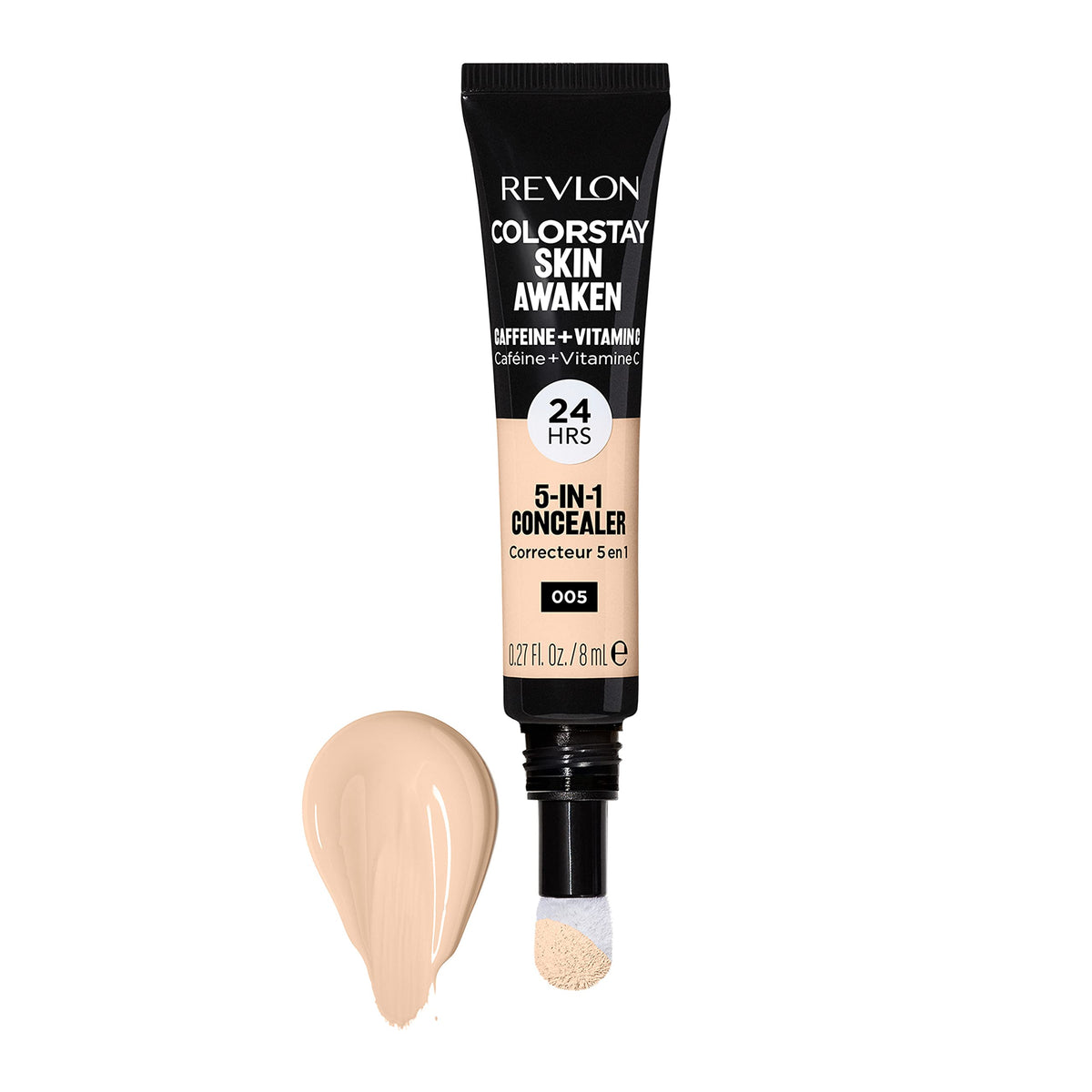 Revlon concealer creamy texture swipe showing smooth blendability and natural finish