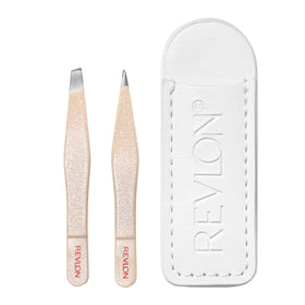 Revlon slant-tip tweezer closeup highlighting precise angled tip benefit
